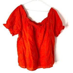 J. Crew embroidered short sleeved blouse